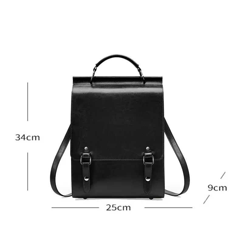 Genuine Leather Women Backpack Vintage College Style Student Back to School Bag Cowhide Women's Bag Girl's Computer Backpacks