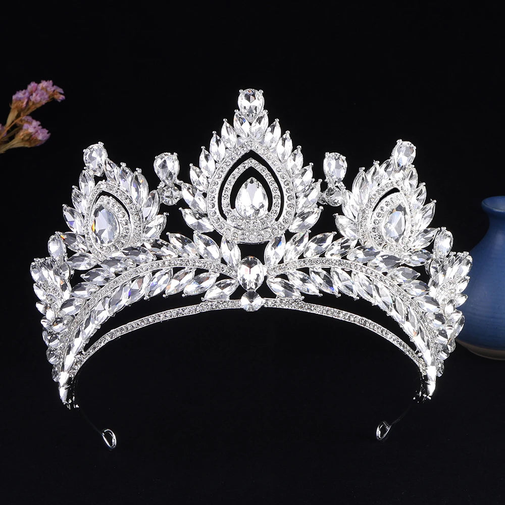 Baroque Big Forest AB Color Crysatl Bridal Tiara Crown Banquet Wedding Diadem Headband Princess Party Costume Hair Dress Jewelry - EUFASHIONBAGS