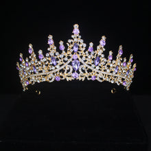 Cargar imagen en el visor de la galería, Purple Crystal Bridal Tiara Crown For Women Pageant Prom Diadem Bridal Tiara Hair Ornaments Wedding Head Jewelry Accessories