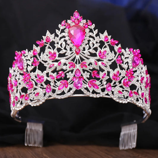 Baroque Style Miss Universe Large Rhinestone Wedding Crown Tiara Crystal Encrusted Queen Princess Tiara Pageant Hair Accessories