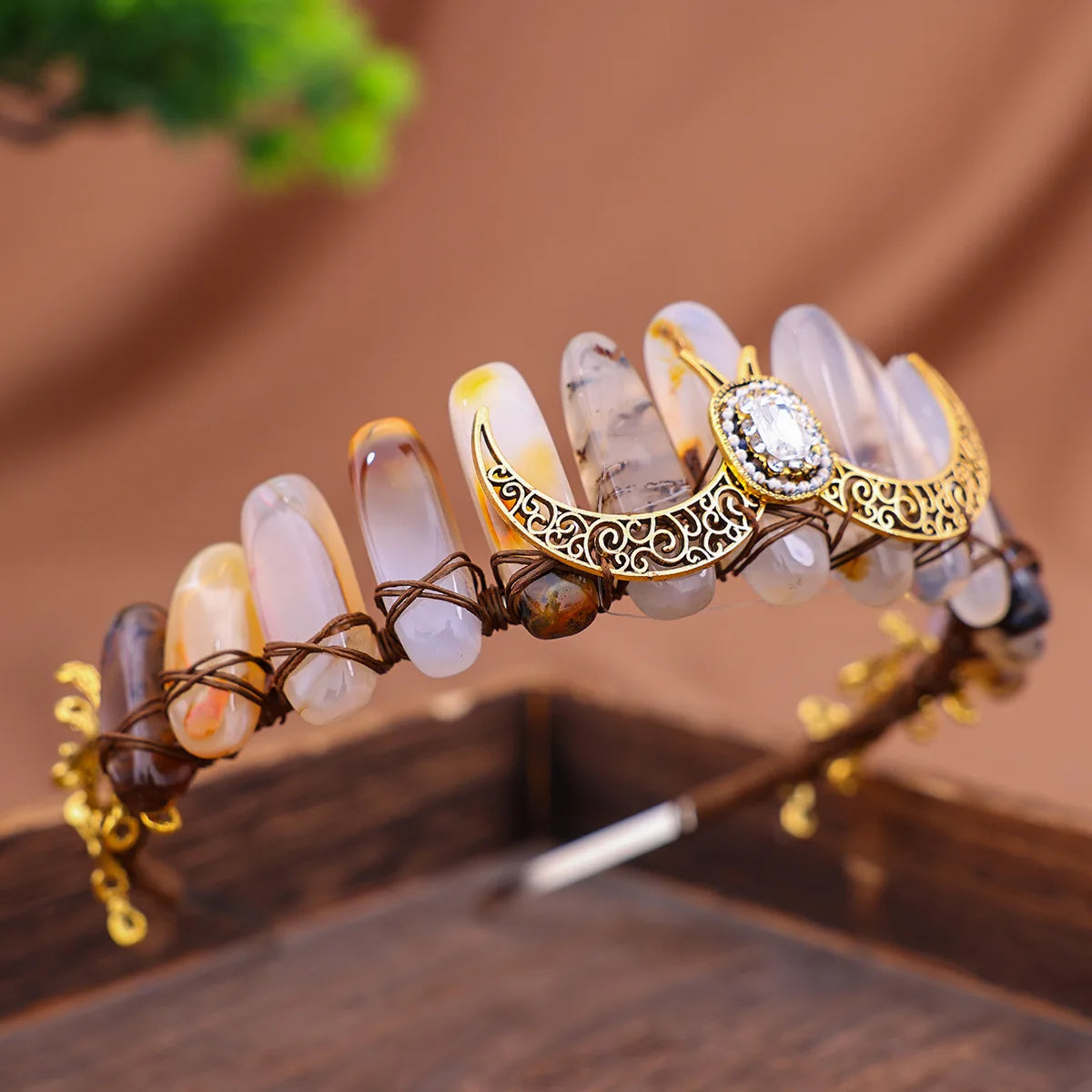 Raw crystal crown The sun goddess crystal Tiaras jewelry hair accessories Fairy headband photography props Elves Festivals gifts - EUFASHIONBAGS