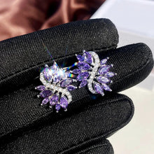 Carica l&#39;immagine nel visualizzatore di Gallery, Marquise Purple CZ Stud Earrings Bling Bling Accessories for Women Wedding Elegant Lady Earrings Luxury Jewelry