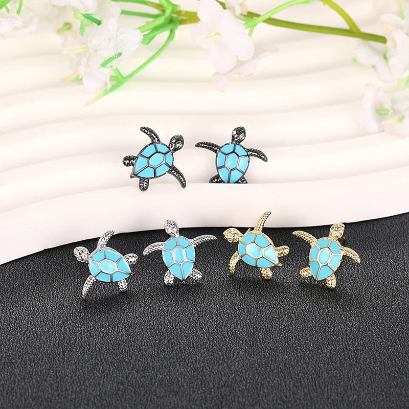 Cute Funny Stud Earrings Lovely Sea Turtle Design Piercing Party Jewelry for Women Daily Wear Sweet Girls Ear Accessories - EUFASHIONBAGS