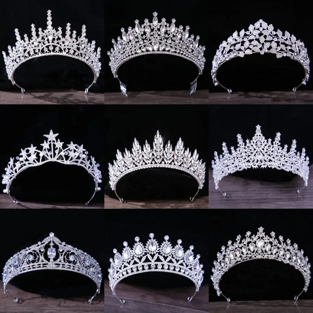 Korean Luxury White Crystal Bridal Tiaras Crown Wedding Hair Accessories Silver Color Crowns Rhinestone Pageant Diadem Headpiece - EUFASHIONBAGS