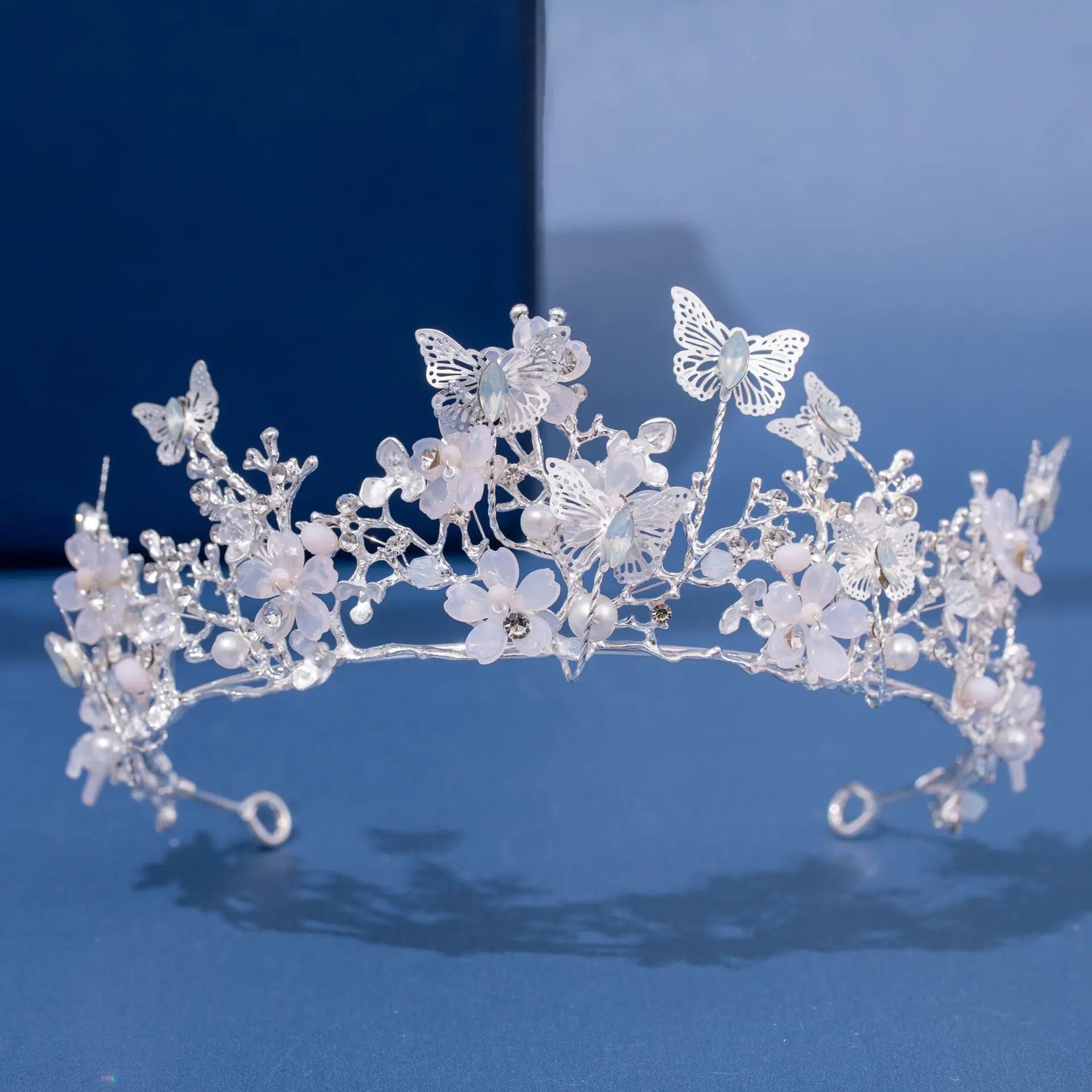 Baroque Silver Color Purple Crystal Butterfly Bridal Tiaras Crowns Headpiece Rhinestone Pageant Diadem Wedding Hair Accessories - EUFASHIONBAGS