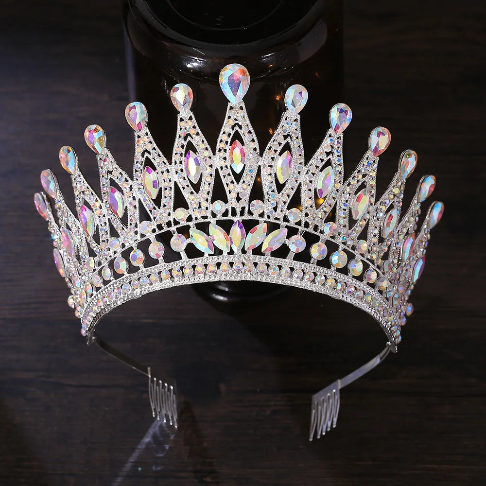 Miss Universe Paraguay Angola Crown With Comb Bridal Tiara Pageant Diadem Bride Headdress Wedding Dress Hair Jewelry Accessories - EUFASHIONBAGS