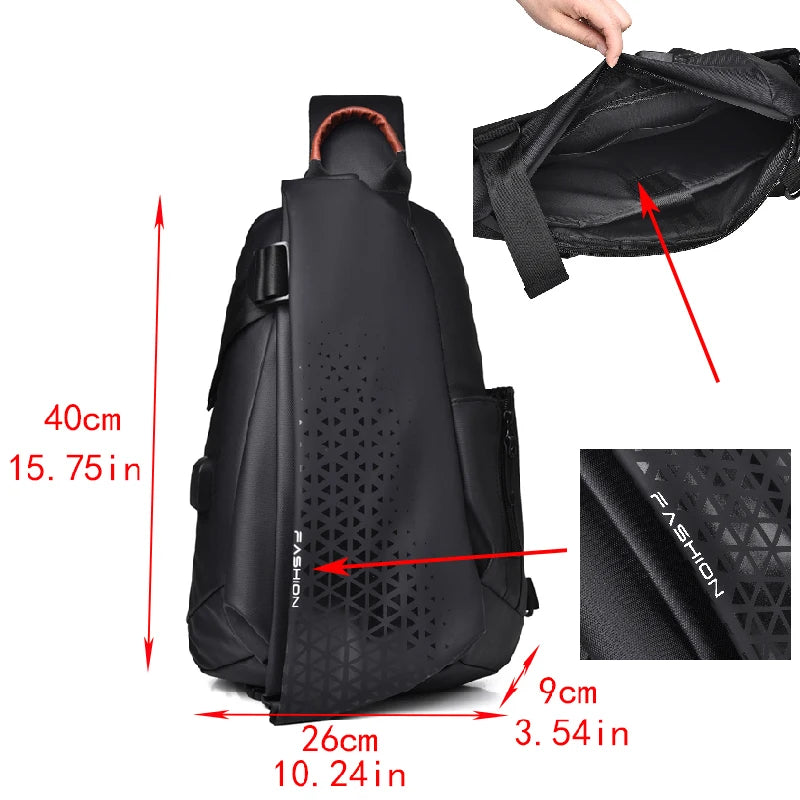 Fashion Business Men's Crossbody Bags High Quality Waterproof Nylon Chest Packs Casual Travel Large Capacity Shoulder Bag Male - EUFASHIONBAGS