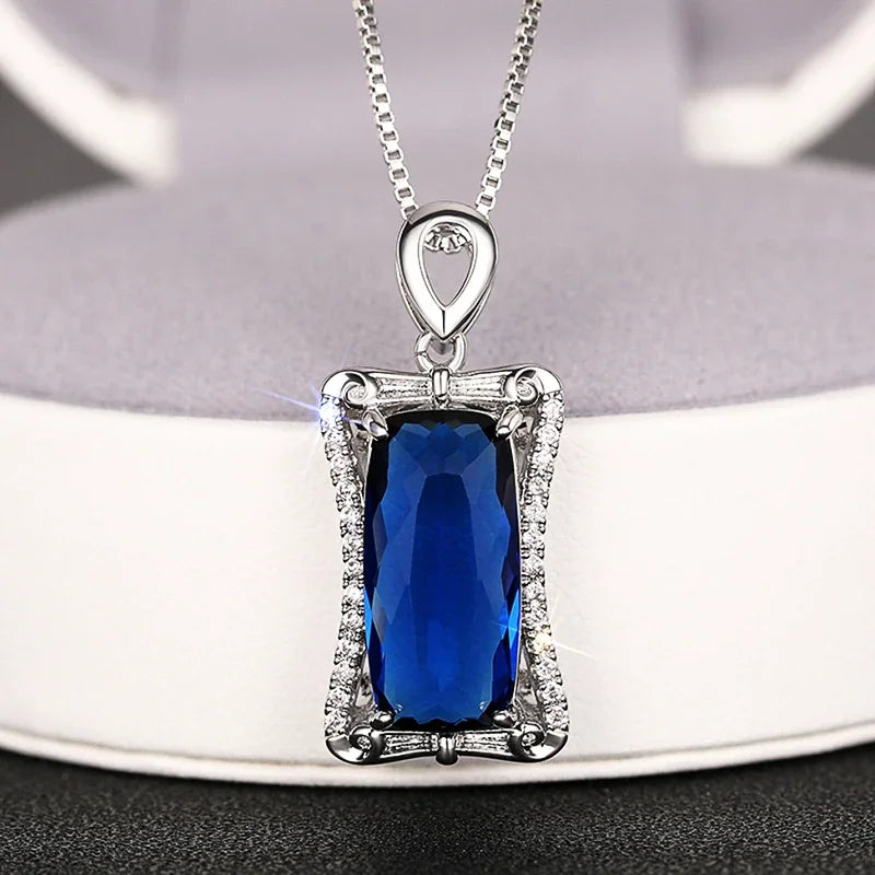 Trendy Sparkling Cubic Zirconia Pendant Necklace for Women Modern All-matching Finger Accessories Exquisite Party Jewelry