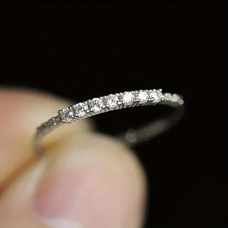 Versatile Thin Ring Female Daily Gold Color/Silver Color Bright Zirconia Finger Accessories Lady Engagement Band Jewelry