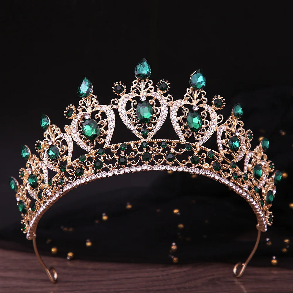 Baroque Luxury Purple Royal Queen Wedding Crown Rhinestone Crystal Bride Diadem Pageant Headdress Tiaras Hair Jewelry Accessory - EUFASHIONBAGS