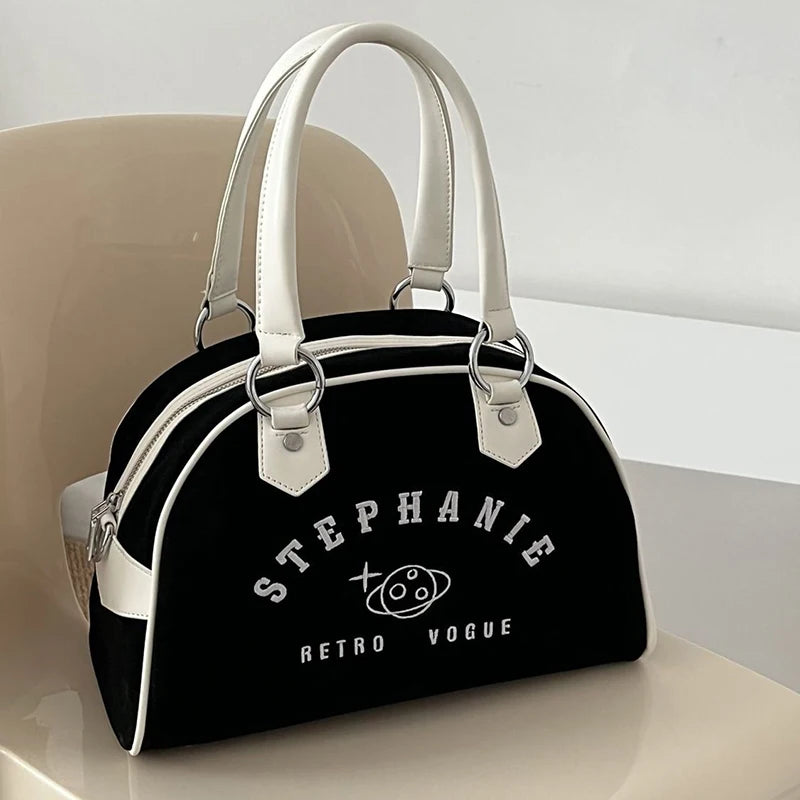 Retro Women Baseball Handbags Fashion Embroidery Small Capacity Boston Crossbody Shoulder Bags Luxury Sac A Main Femme