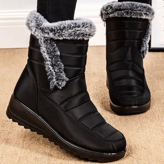 Women's Winter Boots Fur Winter Shoes For Women New Snow Boots Wedge Heels Ankle Botas Mujer Waterproof Winter Footwear