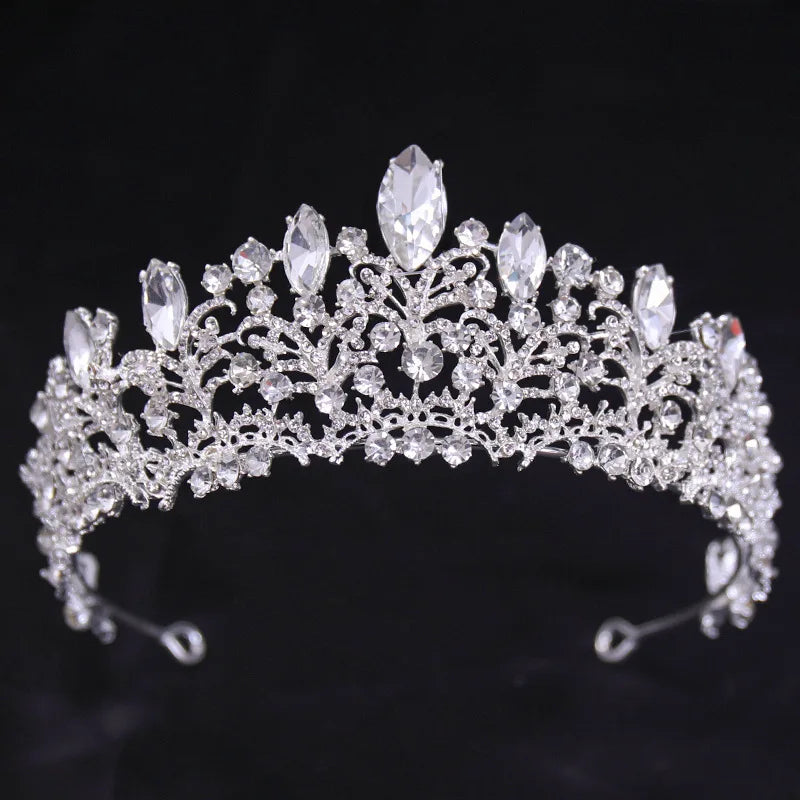 Diverse Silver Color Crystal Pearls Bridal Tiaras Crown Rhinestone Pageant Diadema Collares CZ Headband Wedding Hair Accessories - EUFASHIONBAGS