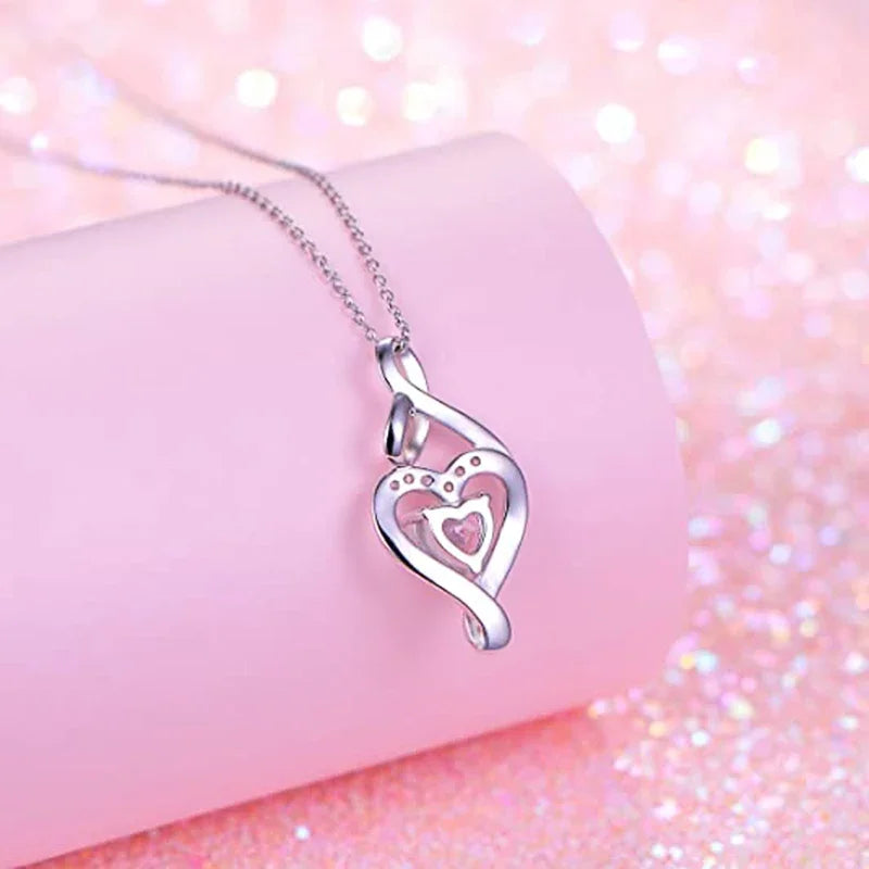 Love Friendship Pendant Necklace for Women Gorgeous Heart Shape Best Friend Letter Accessories Warming Shiny Chic Jewelry