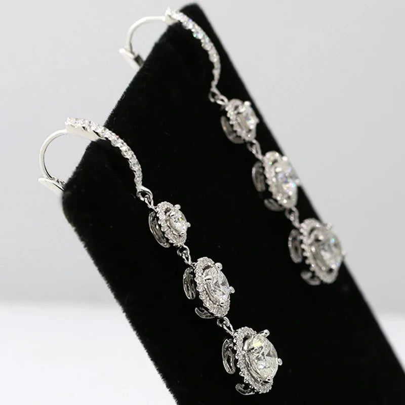 Luxury Long Dangle Earrings for Women Full Paved Cubic Zirconia Temperament Bride Wedding Earrings New Jewelry - EUFASHIONBAGS