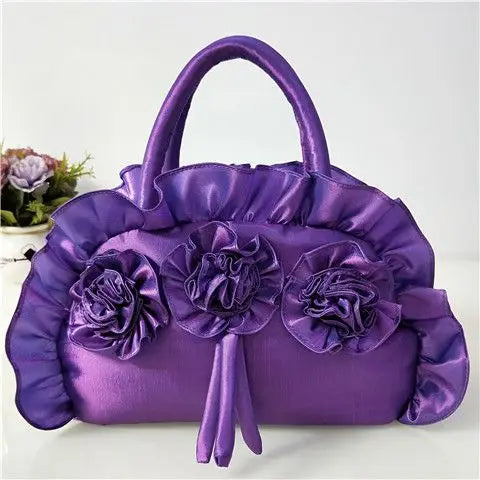 Gothic Purple Y2k Hand Bag Women New Dark Lolita Soft Chic Handle Purse Female Vintage Flower Cute Mini Bag Bolso Mujer