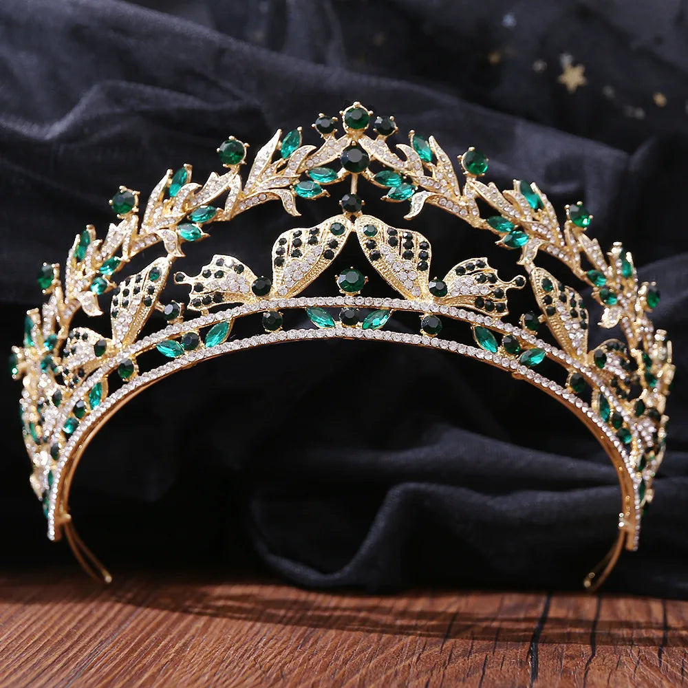 Exquisite Forest Butterfly Floral Leaf Crystal Crowns Rhinestone Princess Pageant Diadem Wedding Hair Accessories Tiaras Jewelry - EUFASHIONBAGS