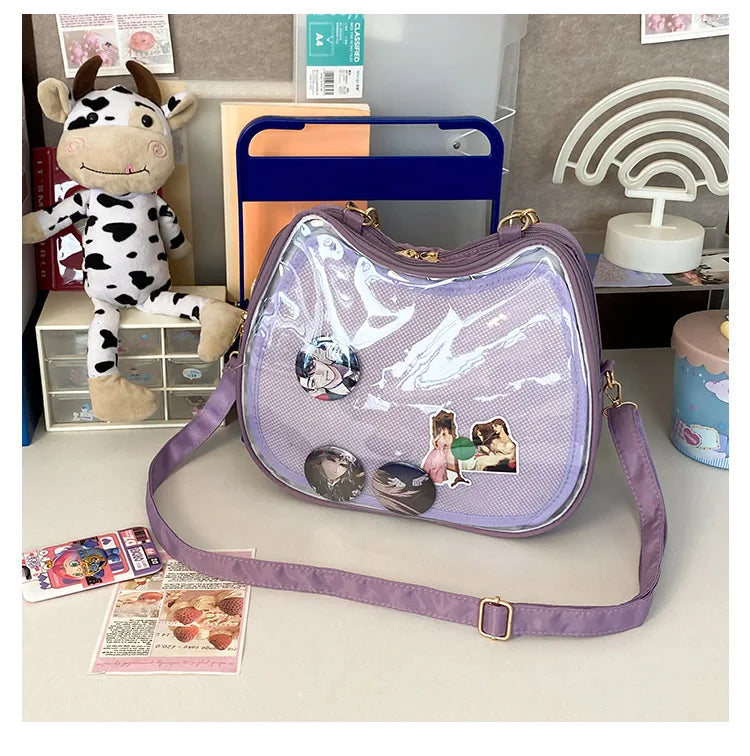 Kawaii Women Ita Bags Aesthetic New Designer Cat Shaped Crossbody Shoulder Bolsa Y2K Harajuku Lolita DIY Badge Bolso Mujer