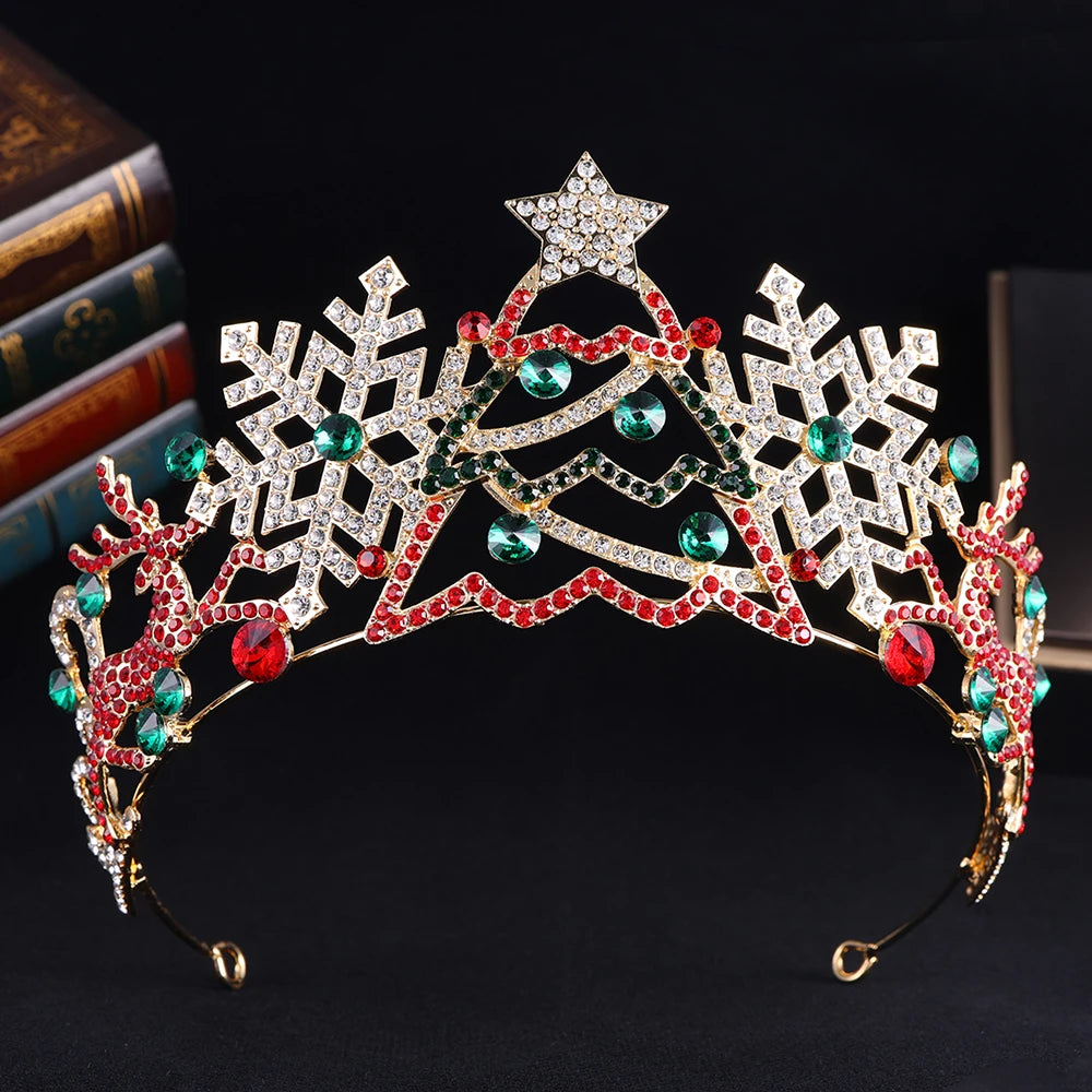 Baroque Vintage Star Crystal Crowns for Women Girl Tiaras Rhinestone Diadem Headband Halloween Carnival Party Hair Dress Jewelry - EUFASHIONBAGS