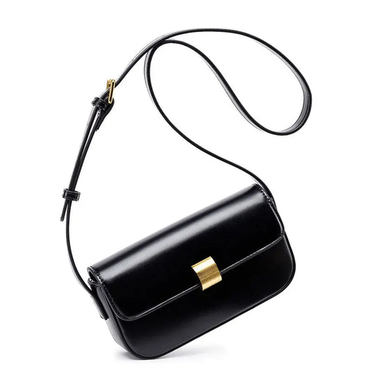 Genuine Leather Women's Shoulder Bag Fashion High-Quality Luxury Women Crossbody Bag Classic Black Cowhide Square Bags Gifts