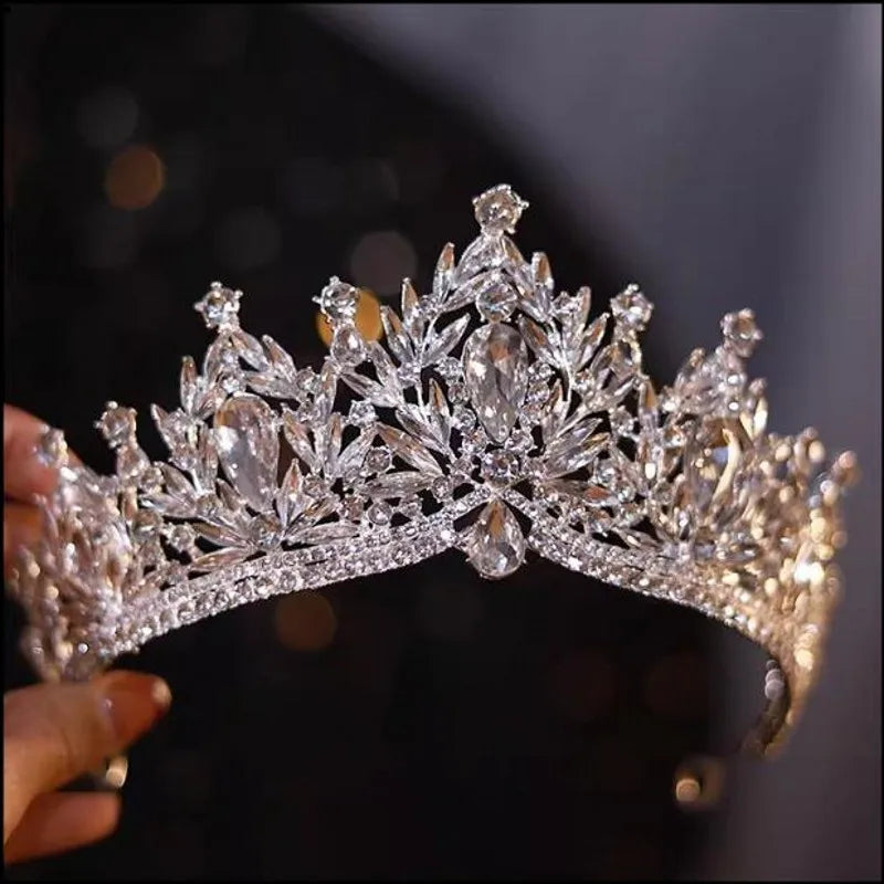 Luxury Big Rhinestone Flowers Bridal Tiaras Baroque Crowns Crystal Pageant Prom Diadem Bride Headbands Wedding Hair Accessories - EUFASHIONBAGS