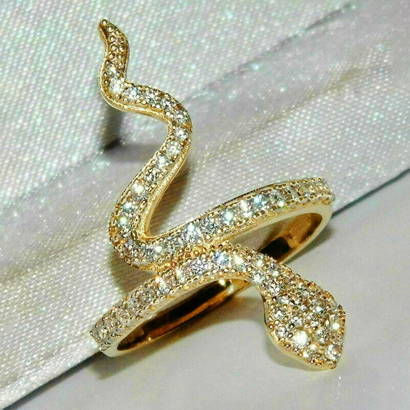 Sparkling Snake Finger Ring Female Trendy Party Jewelry with Brilliant Zirconia Fashion Gold Color Animal Accessories