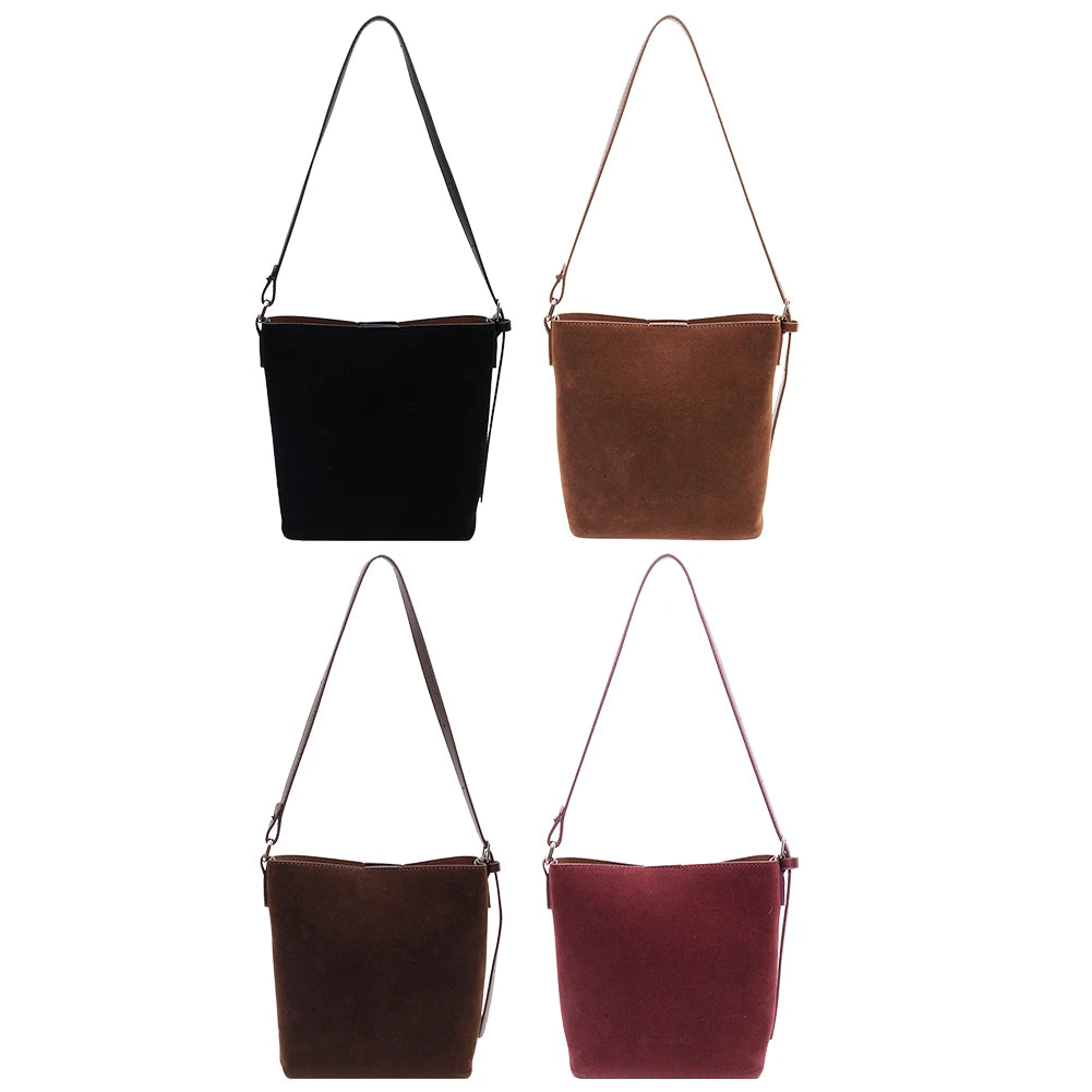 Trendy Women Bag Fashion Lady Luxury Casual Leather Shoulder Bag Soft Underarm Pack Female Suede Tote Bucket Handbag for Girls - EUFASHIONBAGS