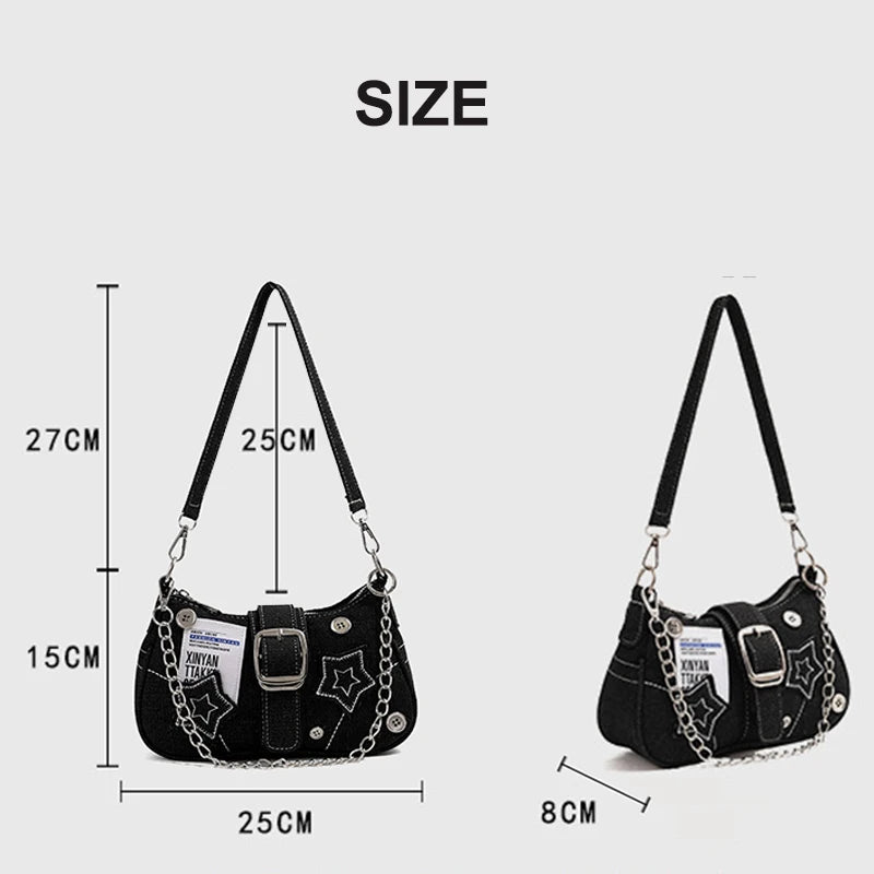 Fashion Women's Bag New Trend Denim Women Crossbody Shoulder Bags Hip Hop Style Designer Luxury Bags Female Handbag