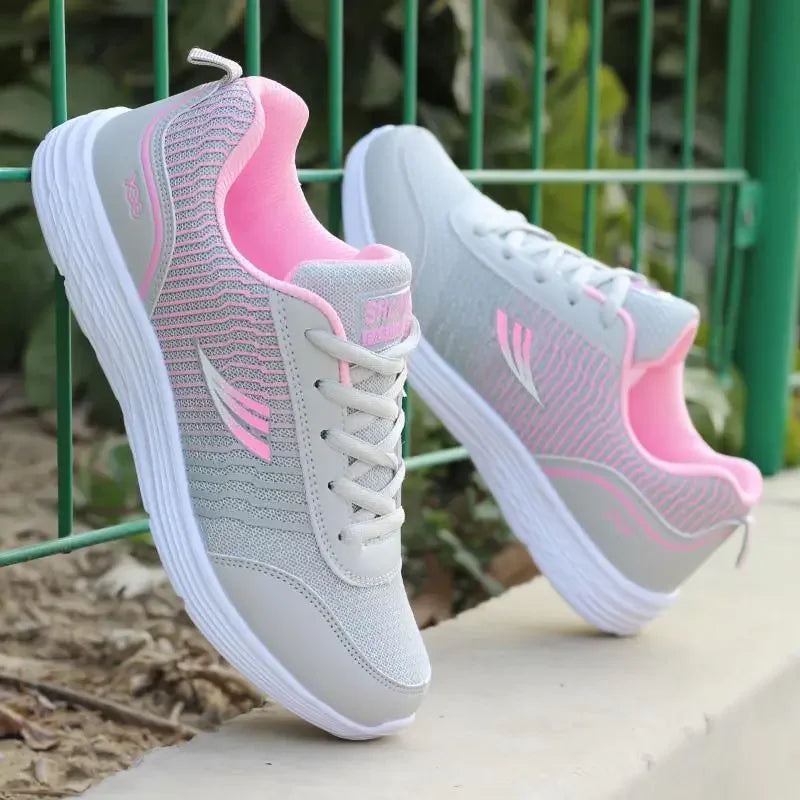 Spring and Autumn Ladies Daily Women's Shoes Casual Sports Korean Fashion Breathable Flat Bottom Running Light Travel Sneakers - EUFASHIONBAGS