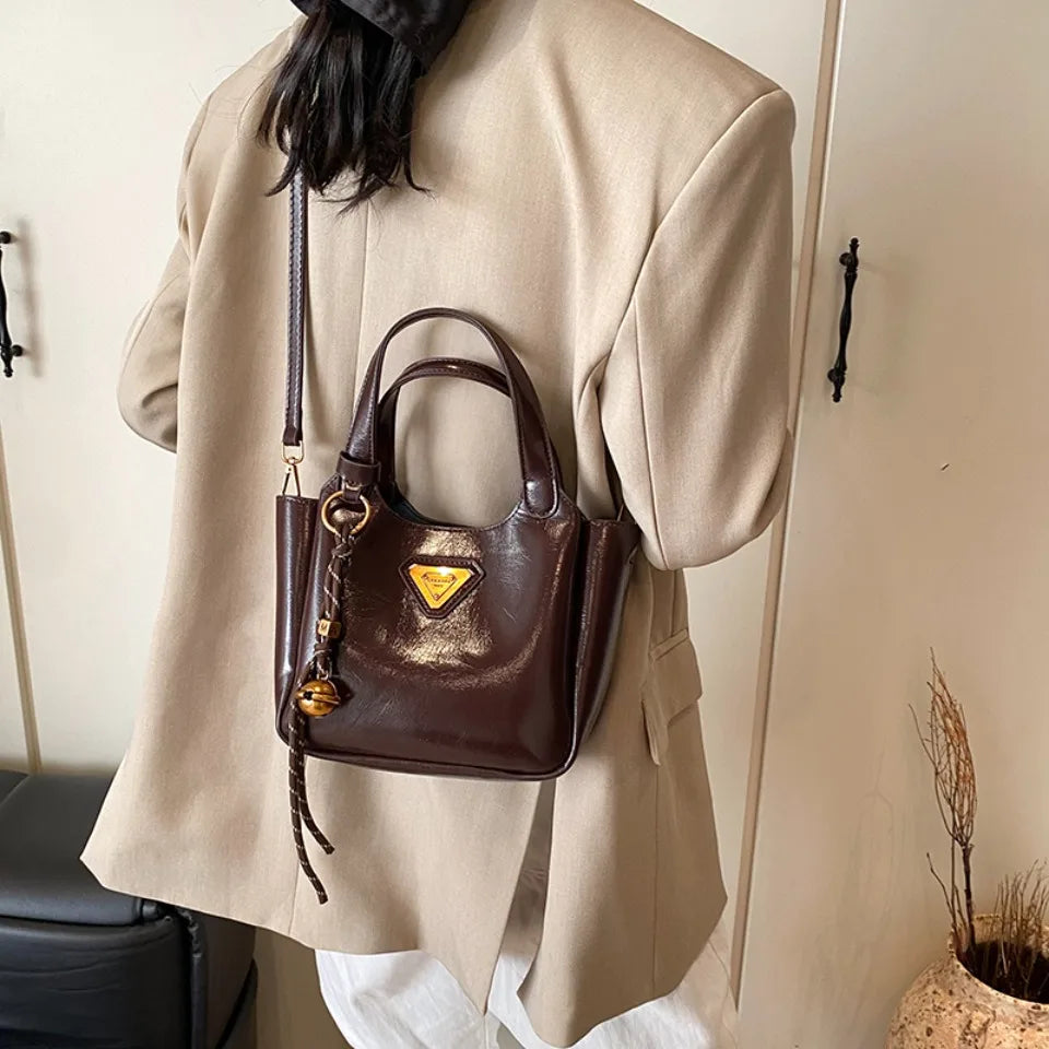 Women Genuine Leather Handbag Vintage Oil Wax Leather Shoulder Crossbody Bags Small Messenger Sac A Main - EUFASHIONBAGS