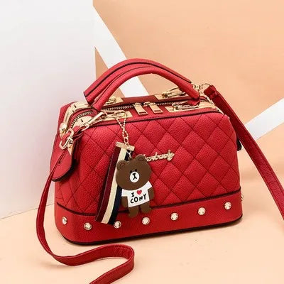 New Fashion Women's Bag Lingge Small Fragrance Handbag Boston Shoulder Bags - EUFASHIONBAGS