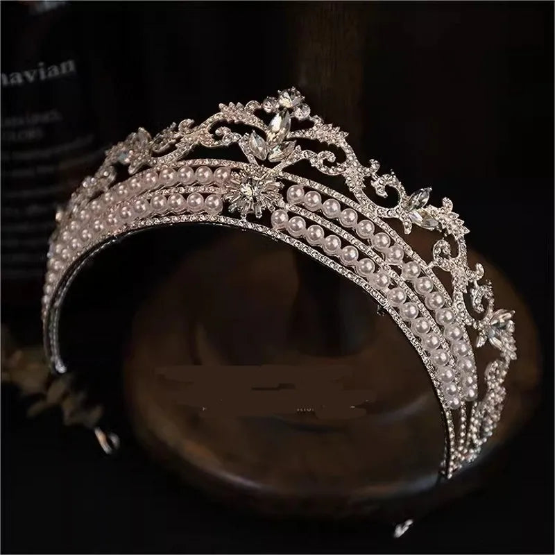 Luxury Diverse Silver Color Crystal Wedding Crown Bridal Headpiece Woman Baroque Rhinestone Tiaras Bride Diadem Hair Accessories - EUFASHIONBAGS