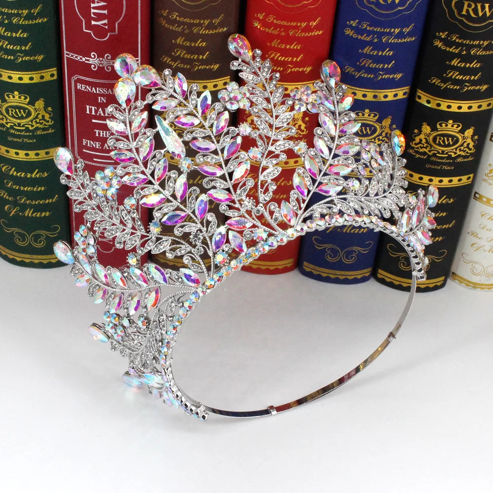 Luxury Miss Universe Paraguay Angola Wedding Crown for Women Big Rhinestone Banquet Tiara Party Costume Hair Jewelry Accessories - EUFASHIONBAGS