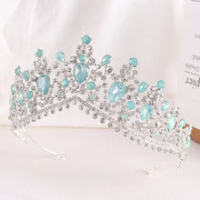 Cargar imagen en el visor de la galería, Luxury Green Pink Opal Crystal Bridal Tiaras Crown Baroque Jelly Rhinestone Pageant Diadem Bride Headbands Wedding Hair Jewelry