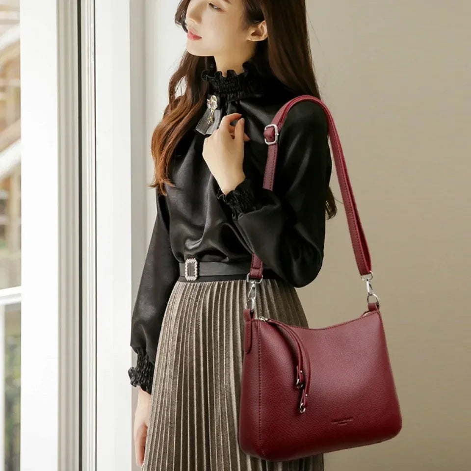 Genuine Brand Women's Soft Leather Shoulder Bags Luxury Designer Crossbody Bags Casual Tote Bag Messenger Commuting Sac