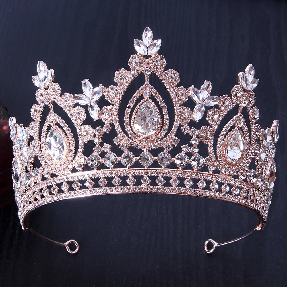 Luxury AB Color Rhinestone Bridal Tiaras Crowns Baroque Crystal Pageant Diadem Bride Headbands Wedding Hair Jewelry Accessories - EUFASHIONBAGS