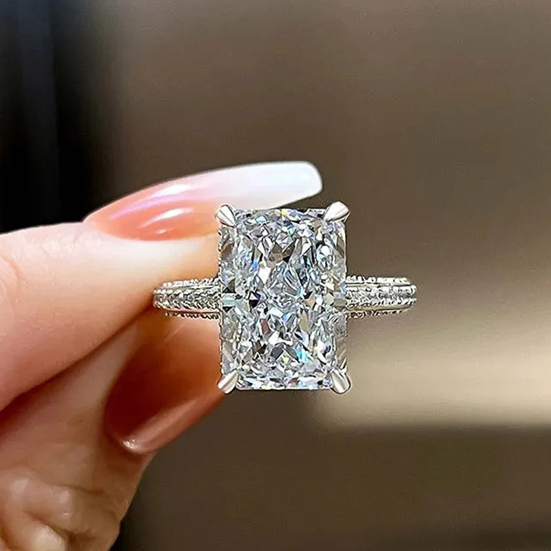 Rectangle Cut CZ Rings for Women Luxury Engagement Wedding Bridal Accessories Temperament Lady Jewelry