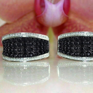 Personality Black Enamel Hoop Earrings with White Cubic Zirconia Modern Fashion New Earrings for Women Fashion Jewelry