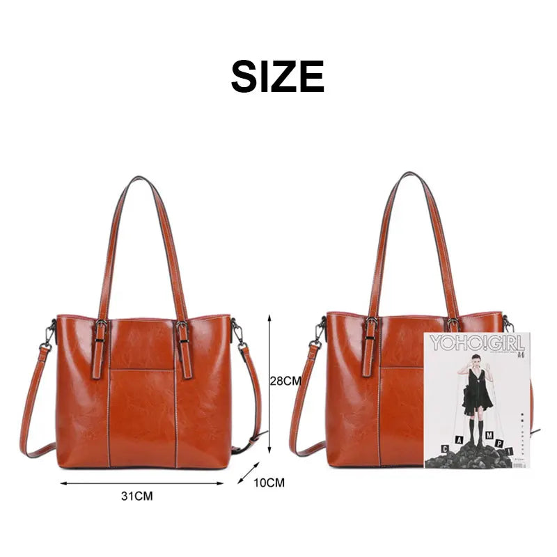 Genuine Leather Women's Tote Bag Luxury Designer Large Shoulder Bag Women Crossbody Bags Cowhide Shopping Handbags