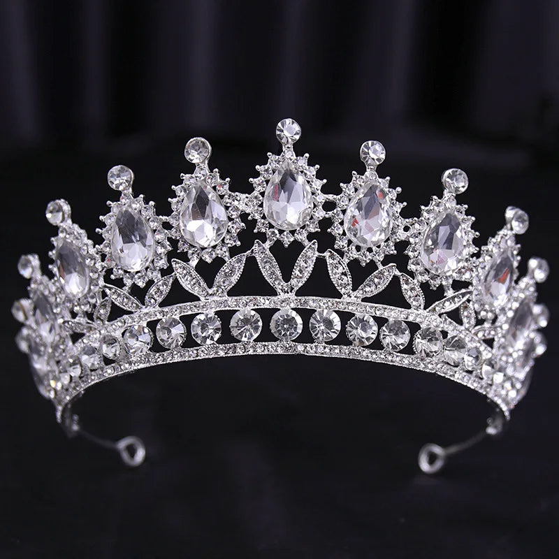 Diverse Silver Color Crystal Pearls Bridal Tiaras Crown Rhinestone Pageant Diadema Collares CZ Headband Wedding Hair Accessories - EUFASHIONBAGS