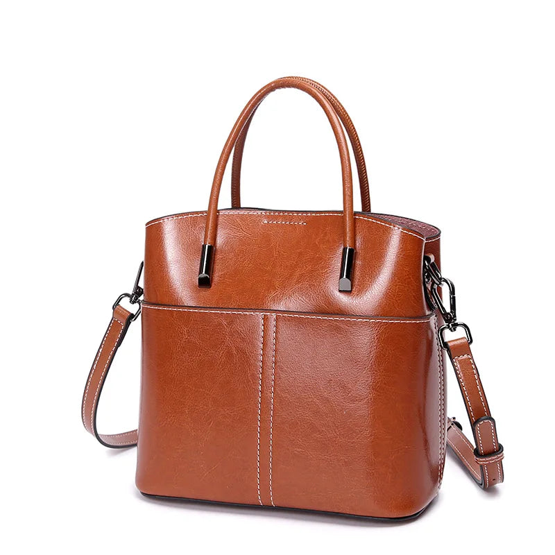 Cowhide Women's Tote Bags Luxury Handbags New Genuine Leather Women Shoulder Crossbody Bag Fashion Female Bucket Bag