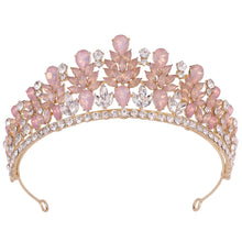 Cargar imagen en el visor de la galería, Pink Opal Crystal Wedding Crown Princess Rhinestone Pageant Diadem Party Headdress Bridal Crown Hair Jewelry Tiaras Accessories