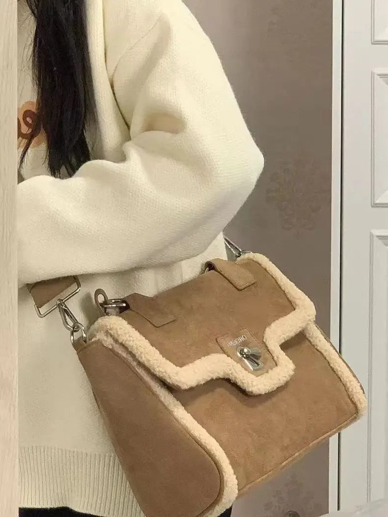 Vintage Brown Tote Bag Women Autumn Winter New Handle Large Shoulder Bag Female Casual Crossbody Bags Briefcase - EUFASHIONBAGS