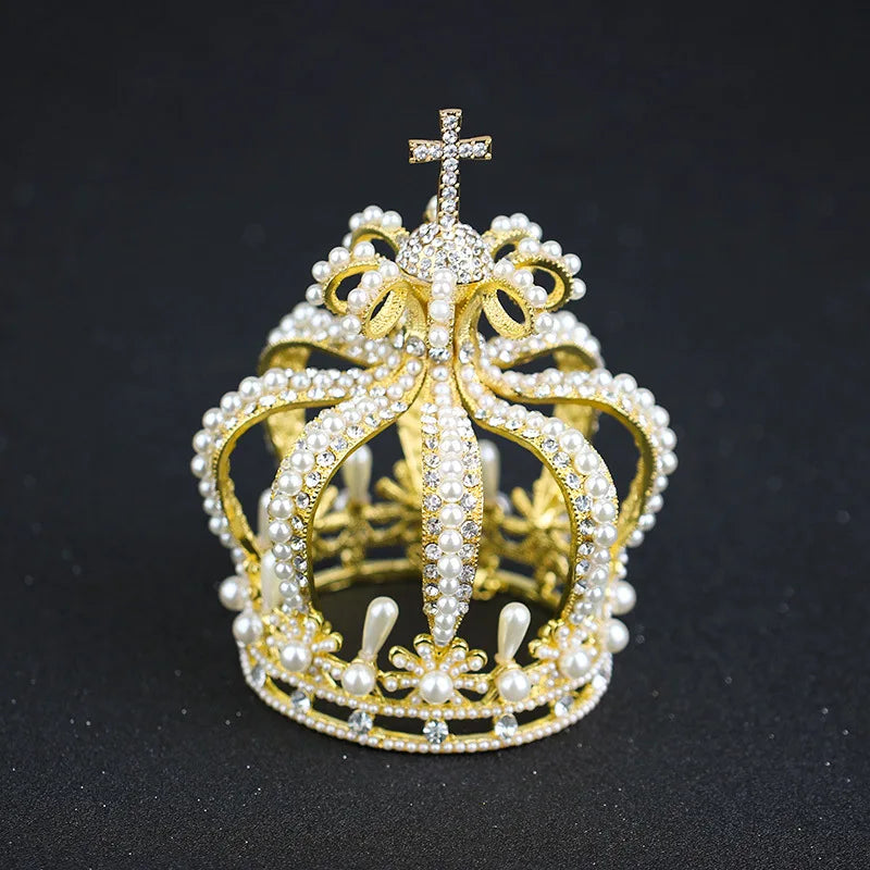 Male Cross Crown Baroque Bridal Wedding Crown Royal Queen King Tiara Birthday Party Hair Jewelry Accessories Prom Pageant Diadem - EUFASHIONBAGS