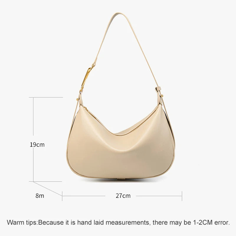 New Women Shoulder Bag Genuine Leather Fashion Soft Women's Crossbody Bag Cowhide Half Moon Bag