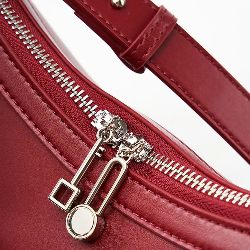 Luxury Designer Women's Bag 2025 New Genuine Leather Women Shoulder Bag High Quality Cowhide Half Moon Handbags Crossbody Bags