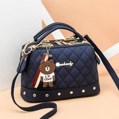 New Fashion Women's Bag Lingge Small Fragrance Handbag Boston Shoulder Bags - EUFASHIONBAGS