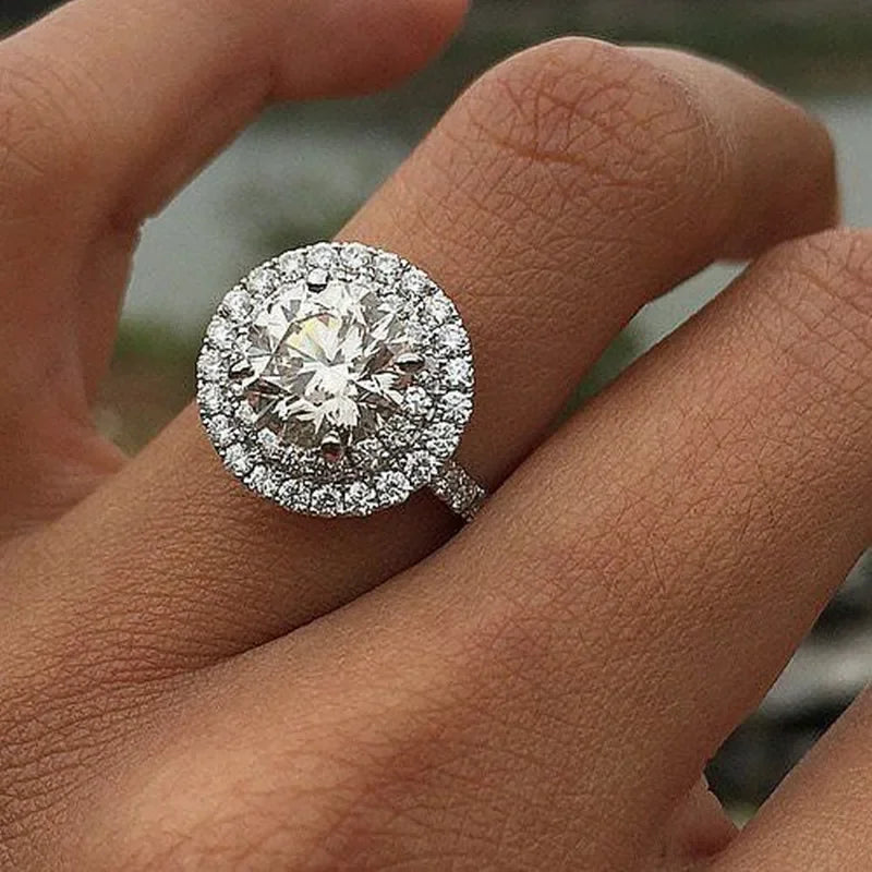 Luxury Elegant Women's Cubic Zircon Rings for Wedding Engagement Sparkling Crystal Rings Anniversary Party Trendy Jewelry - EUFASHIONBAGS