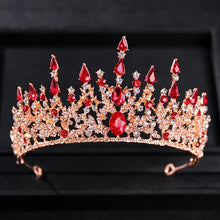 Carica l&#39;immagine nel visualizzatore di Gallery, Baroque Retro Bronze Violet Crystal Bridal Tiaras Crown Rhinestone Pageant Diadem Veil Tiara Headbands Wedding Hair Accessories