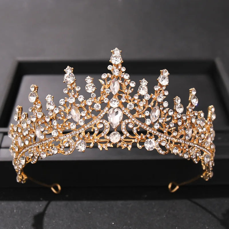 Gold Color Luxury Crystal Wedding Tiaras And Crowns Party Rhinestone Prom Bridal Diadem Crown Tiara For Women Bride Hair Jewelry - EUFASHIONBAGS